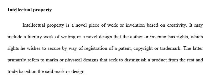 Identify the form of intellectual property outlined  