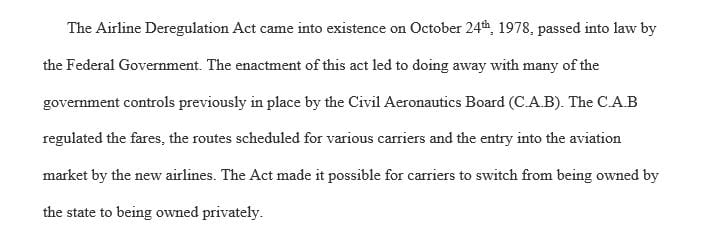 Identify the impacts of key aviation regulatory events on the commercial aviation