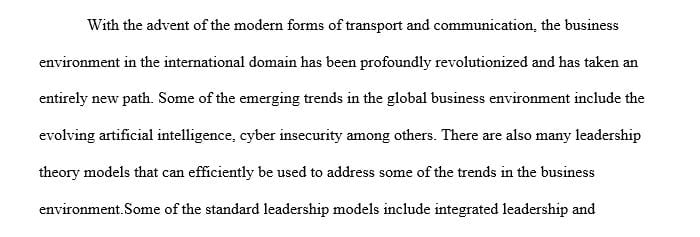 Identify the leadership theory or model you would use to address the trend