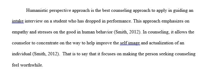Imagine you are tasked with conducting a counseling intake interview with a 19 year old college student