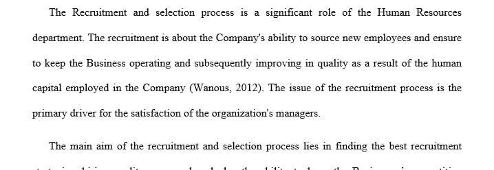 Imagine you are the HR manager at a company.