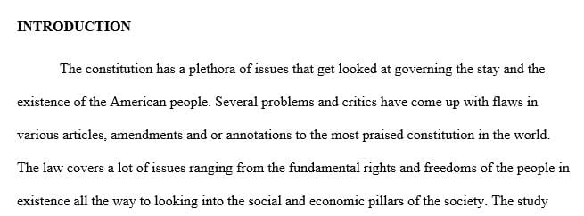 In an essay of 2 pages make an argument for one element of the U.S. Constitution