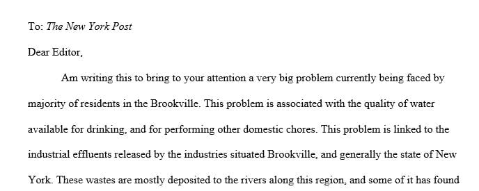 Letter to the editor proposing a solution to a current local problem.
