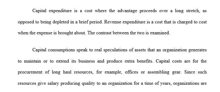 List six points of difference between capital and revenue expenditure.