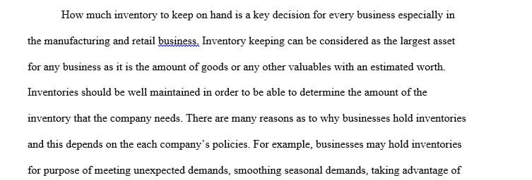 Maintaining inventory on shelves and in warehouses can be quite costly