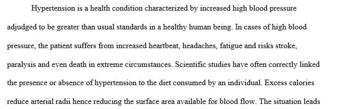 Nurse Educator Assignment on Hypertension and Diet in APA format.