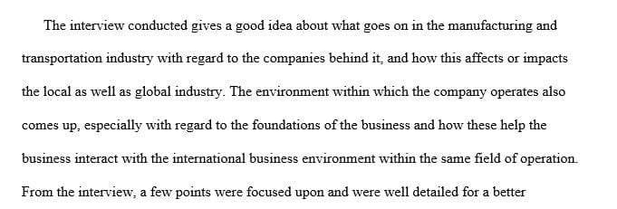 Real-life exposure to a global business professional that faces the challenges and opportun
