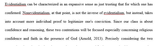 Recall Clifford’s evidentialist argument from Module 2 and contrast Clifford’s position