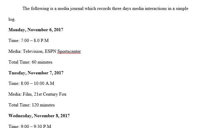 Recording and analyzing your media consumption for three consecutive days.