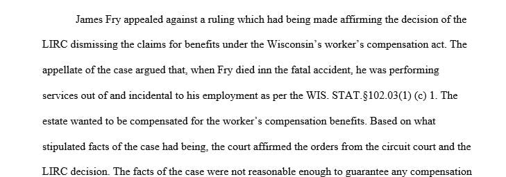 Research the case Estate of Fry v. Labor and Industry Review Commission case