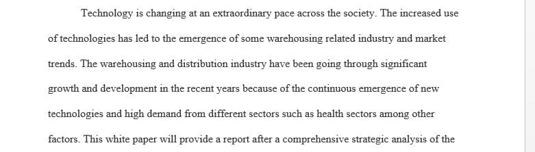 Research the market and industry trends for warehousing.