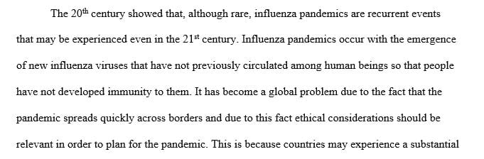 Research the position that the United States takes toward Pandemic Influenza Preparedness.