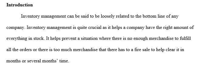 Research two (2) manufacturing or two (2) service companies that manage inventory