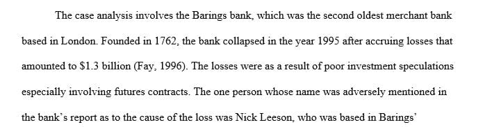 The Decision Making Process of Barings Bank