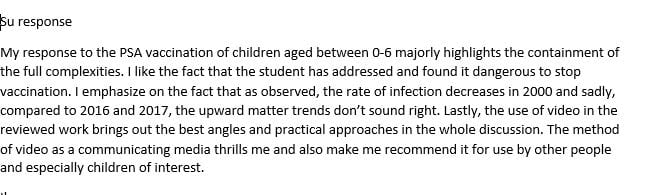 The audience of this PSA are parents of children between the ages of 0-6 as most of the vaccinations are given to this age group.
