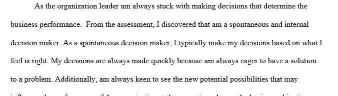 The importance of having a decision making style