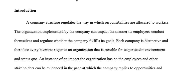 This assignment focuses on the importance of organizational structure