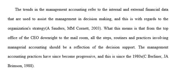 Trends in Management Accounting