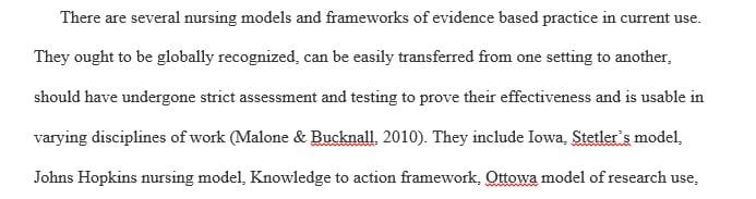 Types of Nursing Models and Frameworks of EBP