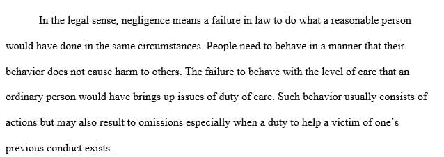 Unit 6 was 2 pages to paper regarding overview of negligence and duty of care.