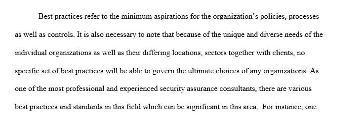 What are the best practices and standards in your area that you think are important