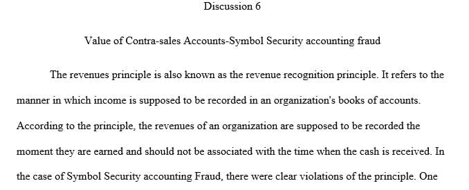 What details discussed in the article suggest that Symbol violated the revenue principle 