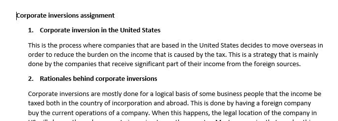 What is corporate inversion in the United States