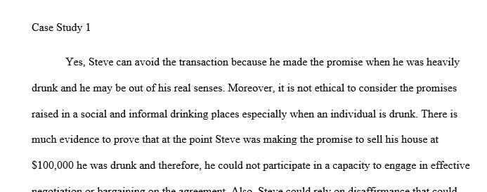 Will Steve be able to avoid this transaction? Why or why not