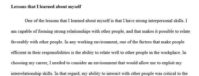 Write 3-5 paragraphs about career development and self goals