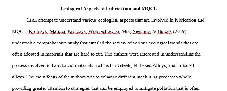Write a 1-2 page summary on Ecological aspects of cooling