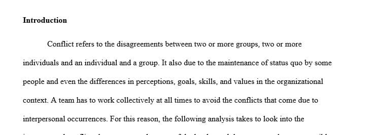 Write a four- to five-page paper assessing the components of conflict.