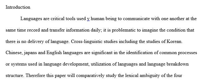 Write a paper about lexical ambiguity in Korean Chinese Japanese and English