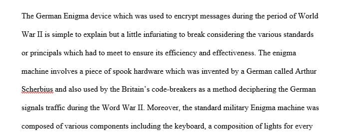 Write a research paper on the principle of working of the German Enigma machine