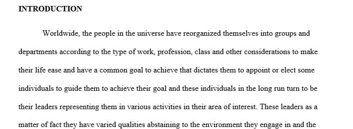 Write a two-page description of your own personal leadership profile