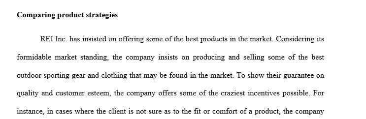 Write an analysis that compares the integrated marketing strategies of REI with those of a competitor company.