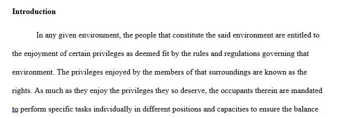 Write an essay in which you state your personal rights and responsibilities as a citizen  