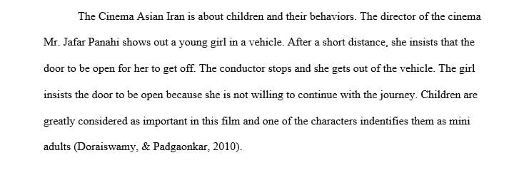 Your ideas in reaction to what you learned from the Cinema Asia Iran