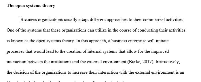 A Review of the Professional and Academic Literature Open Systems Theory
