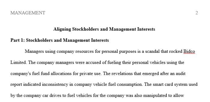 Aligning Stockholder and Management Interests/TVM/Markets