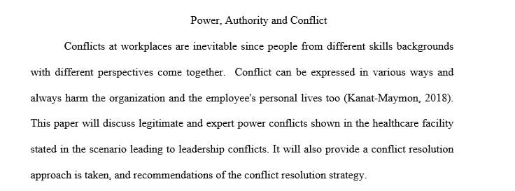 An evaluation of the type of conflict expressed in the scenario.