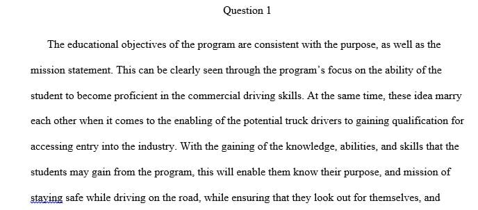 Are the program’s educational objectives consistent with the school’s purpose