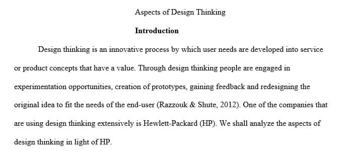 Aspects of design thinking paper HP company
