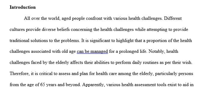 Assessing and Planning Care for an Elderly Person.