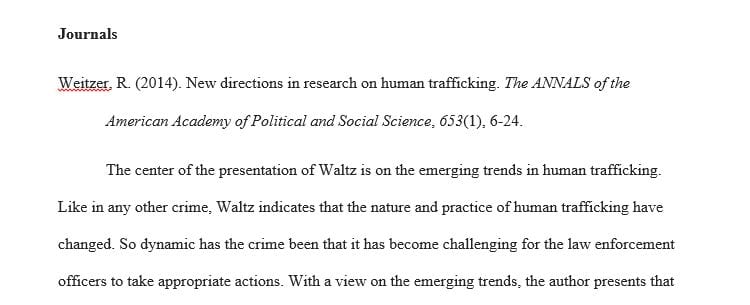 COM 110 Speaking with Style annotated bib assignment instructions on human trafficking