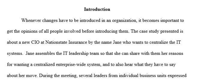 Case Study Topic: Nation State Insurance Case Study