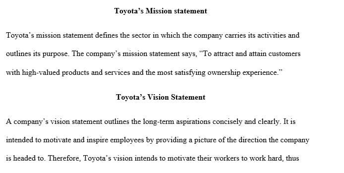 Choose a company that has both a mission and vision statement.
