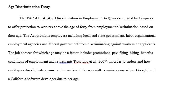 Choose one story involving age discrimination and one story involving disability discrimination.