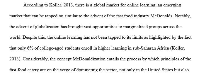 Compare health care or education to the fast-food industry based on the efficiency of McDonaldization