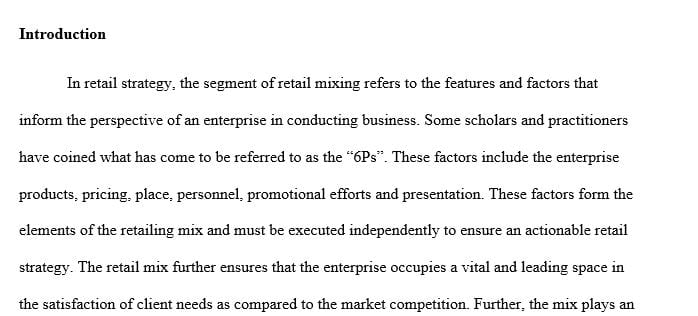 Conduct review of one elements of the retail mix within a specialist retail environment