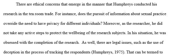 Describe and explain the legal and ethical concerns of Humphreys’ research on the Tearoom Trade